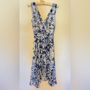 Original Karl Lagerfield Paris chiffon dress in blue and white.